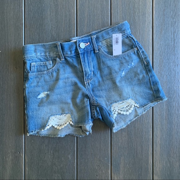 girls distressed denim shorts